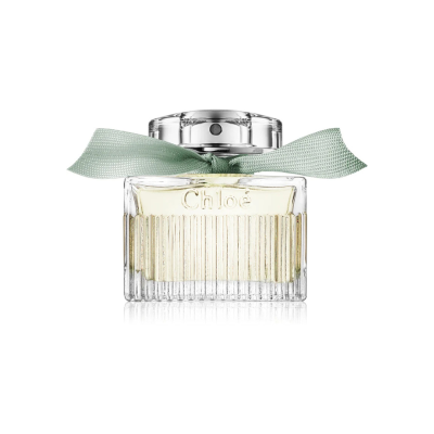 Frasco de perfume Chloé em vidro com laço verde
