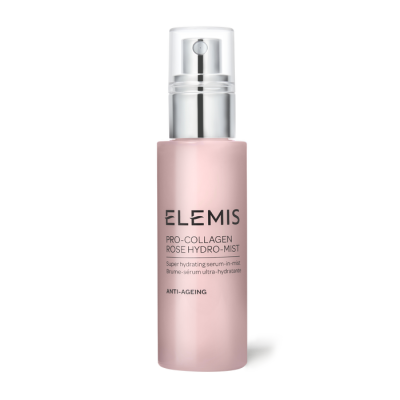 Frasco rosa de sérum hidratante Pro-Collagen Rose Hydro-Mist da Elemis