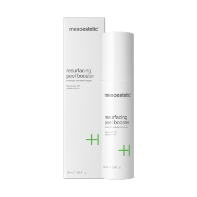 Produto cosmético mesoestetic resurfaçador peel booster em embalagem branca