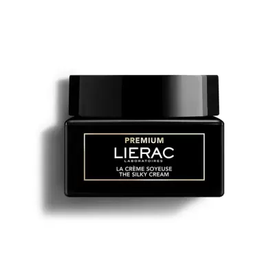 Frasco quadrado preto de creme premium Lierac