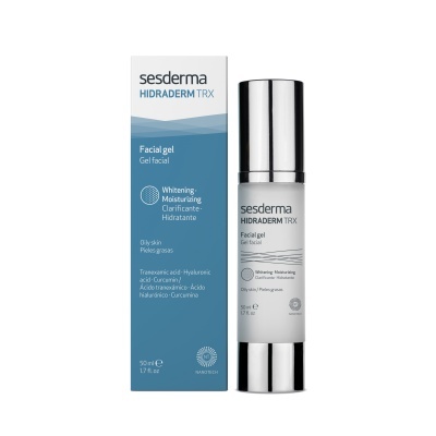 Gel facial Hidraderm TRX Sesderma em frasco branco e azul