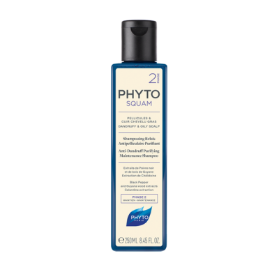 Frasco de champô PHYTOSQUAM 250ml azul e preto