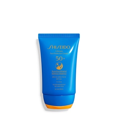 Creme protetor solar Shiseido Ultimate SPF 50+ azul