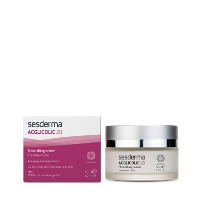 Creme nutritivo Sesderma ACGLICOLIC 20 em frasco e embalagem