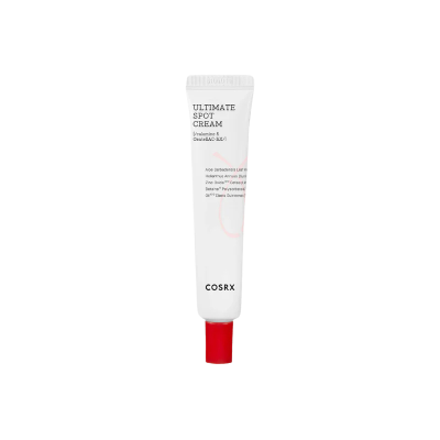 Tubo branco de creme Ultimate Spot Cream da COSRX com tampinha vermelha