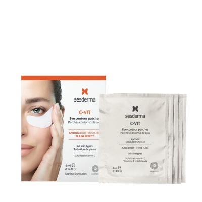 Pacotes de parches para olhos C-VIT da Sesderma com caixa e pouches brancos