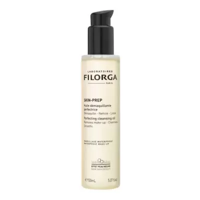 Frasco com óleo de limpeza Filorga SKIN-PREP com doseador preto