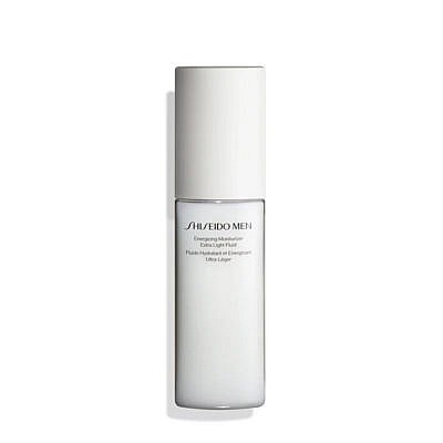 Frasco branco fosco de produto cosmético Shiseido Men.