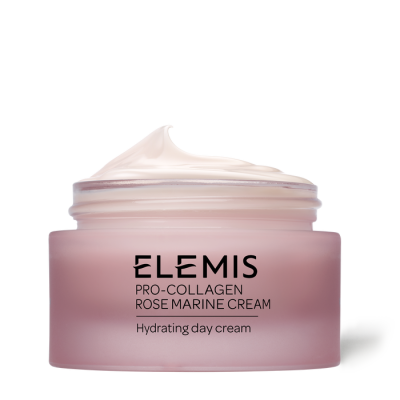 Frasco de creme hidratante ELEMIS Pro-Collagen Rose Marine Cream cor rosa