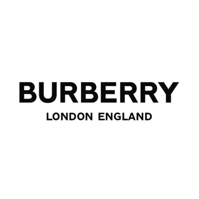 Logótipo BURBERRY com texto LONDON ENGLAND em letras pretas sobre fundo branco.