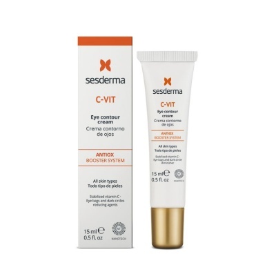 Creme contorno olhos Sesderma C-VIT embalagem branca e laranja