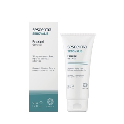 Gel facial Sesderma SEBOVALIS em embalagem branca e azul 50ml