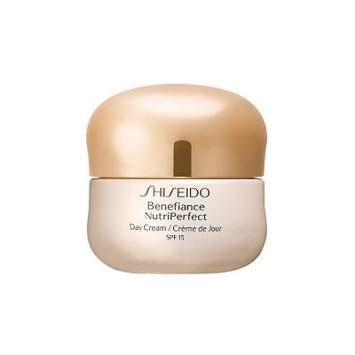 Frasco de creme Shiseido Benefiance NutriPerfect creme de dia com SPF 15
