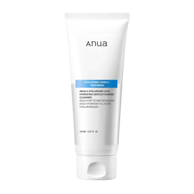 Produto Anua tubo branco hidratante e espuma limpeza Ácido Hialurónico 150ml