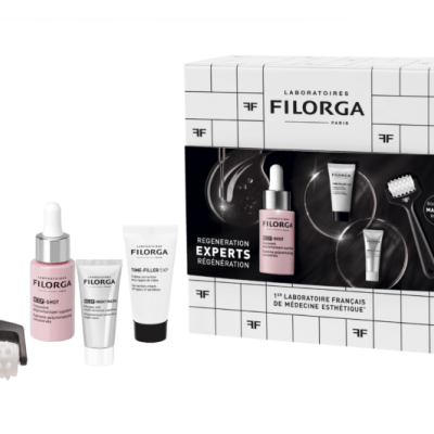 Conjunto de cosméticos Filorga Regeneration Experts com frasco rosa e embalagem branca