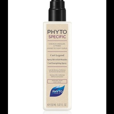 Frasco de spray para cabelo PHYTO SPECIFIC Curl Legend com tampa preta e corpo branco