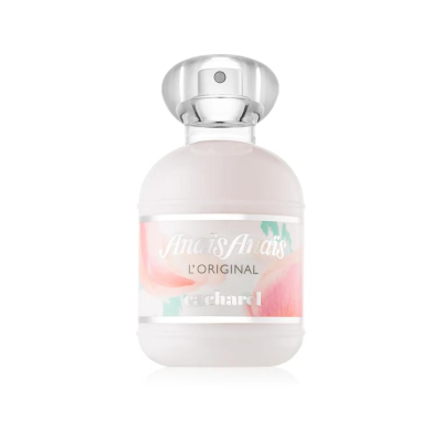 Frasco de perfume Anaïs Anaïs L'ORIGINAL com tampa prateada e etiqueta floral