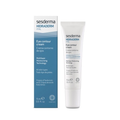Creme para contorno de olhos Sesderma HIDRADERM HIAL, embalagem azul e branco
