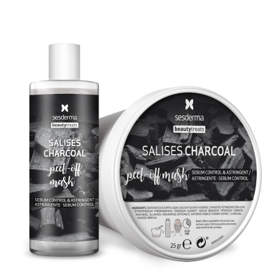 Conjunto de máscara peel-off carvão ativado Sesderma em frasco e pote