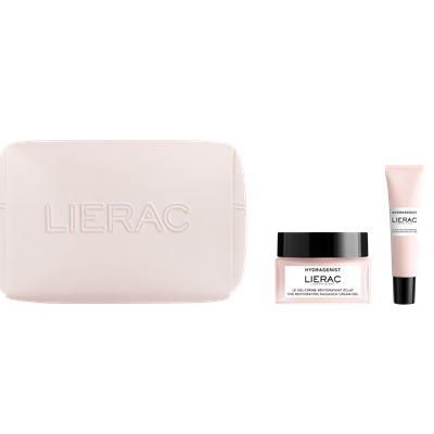 Conjunto de produtos de cuidados com a pele LIERAC com estojo rosa