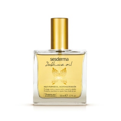 Frasco de óleo multipropósito Sesderma Sublime Oil com tampa dourada