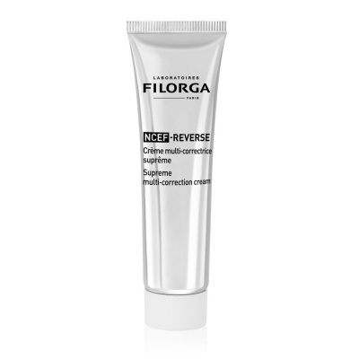 Tubo branco de creme FILORGA NCEF-REVERSE com texto em preto