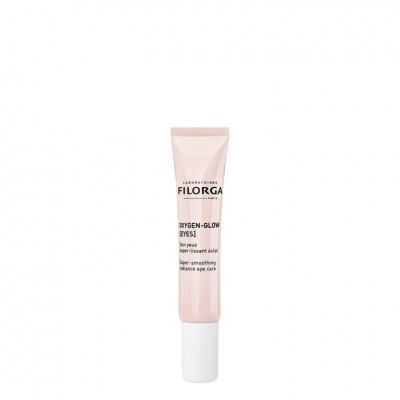 Tubo de creme rosa claro da marca Filorga para cuidados com os olhos