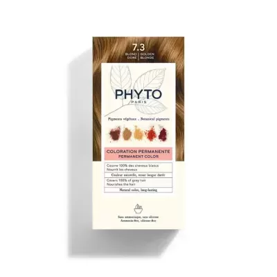 Caixa de coloração permanente para cabelo PHYTO Paris tom 7.3 loiro dourado