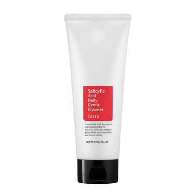 Bisnaga branca com tampa preta e rótulo vermelho com texto branco