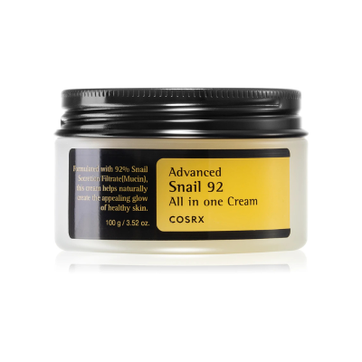 Creme facial COSRX Advanced Snail 92 All in one com embalagem branca e tampa preta