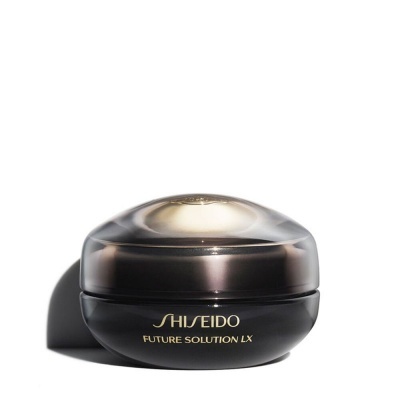 Pote de creme Shiseido Future Solution LX preto com tampa translúcida
