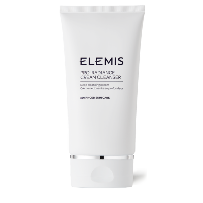 tubo branco de creme facial Elemis com texto preto.