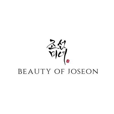 Logotipo com texto 'BEAUTY OF JOSEON' e caracteres coreanos em fundo branco