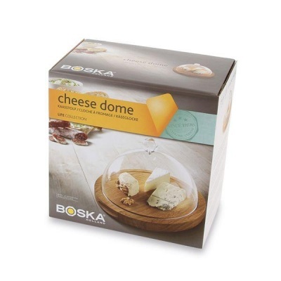 Embalagem BOSKA Cheese Dome com base de madeira e cúpula transparente para queijo