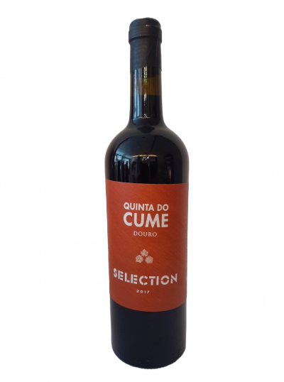 Garrafa de vinho tinto Quinta do Cume Douro Selection 2017 com rótulo laranja