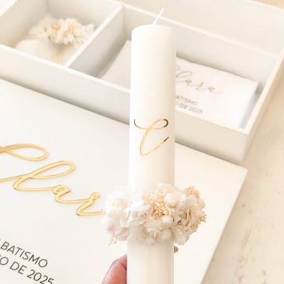 Vela&#x20;de&#x20;Batismo&#x20;com&#x20;flor&#x20;&#x1F56F;&#xFE0F;