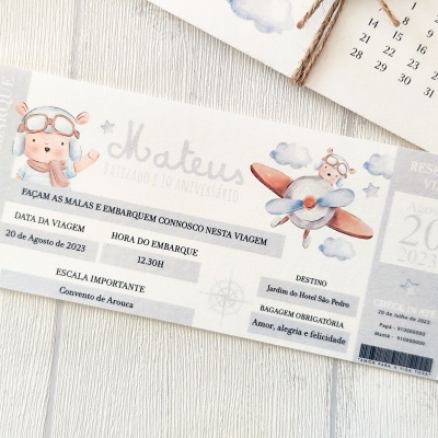 Convite&#x20;Passaporte&#x20;Ursinho&#x20;aviador&#x20;&#x1F9F8;