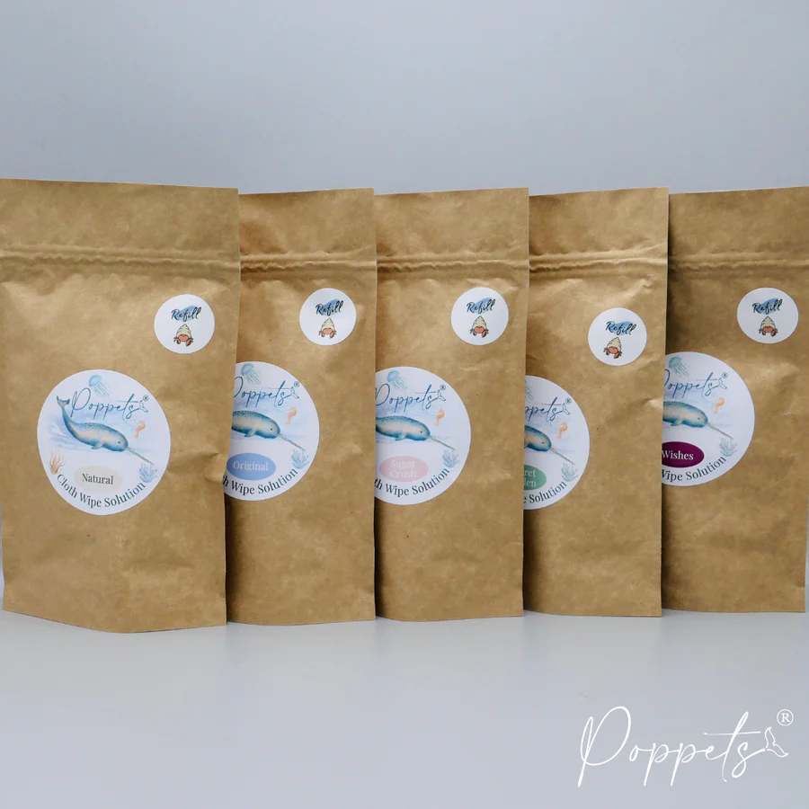 SOLUÇÃO DE LIMPEZA PARA TOALHITAS REUTILIZÁVEIS (RECARGAS) - POPPETS