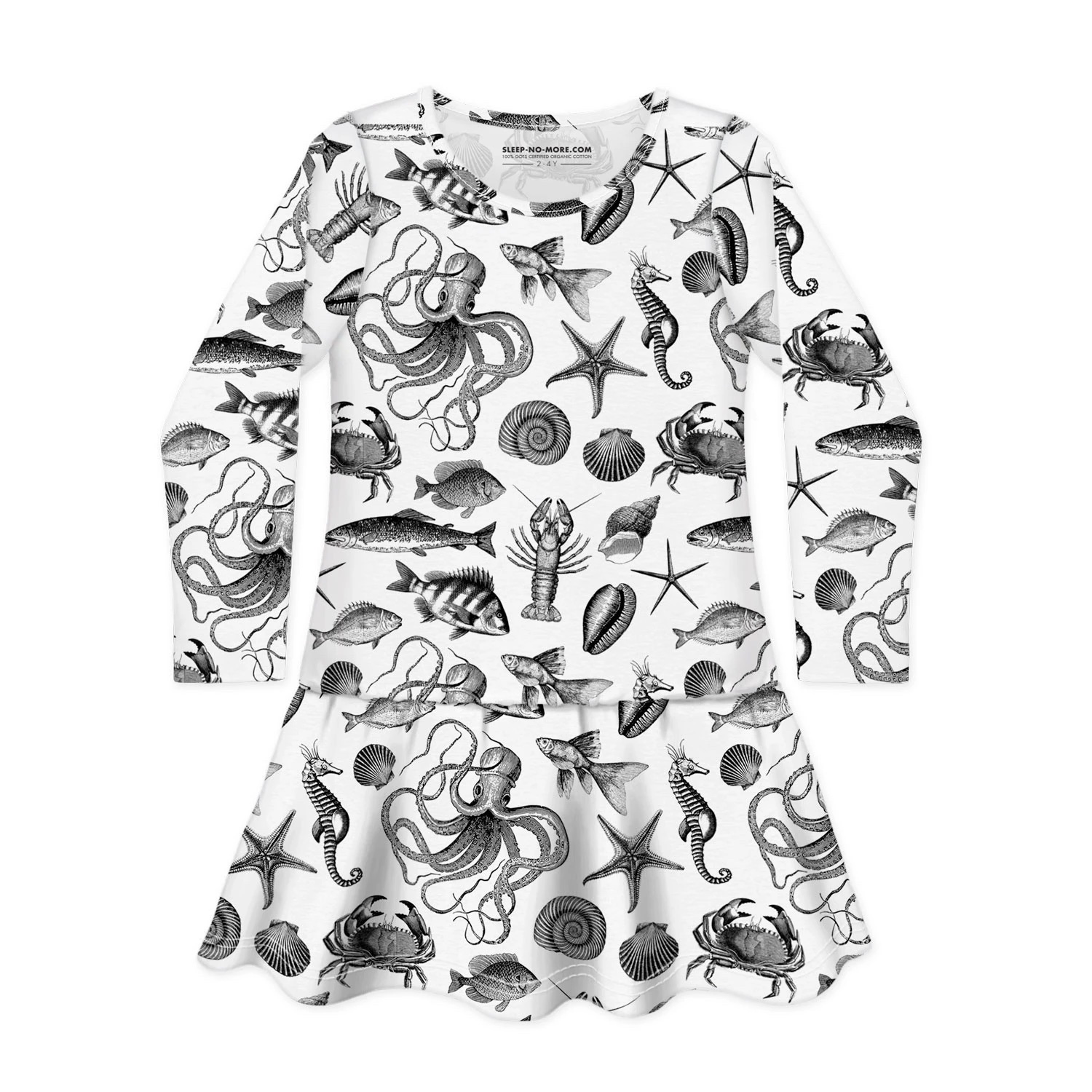 VESTIDO MANGA COMPRIDA - LOTS OF FISH IN THE SEA - SLEEP NO MORE