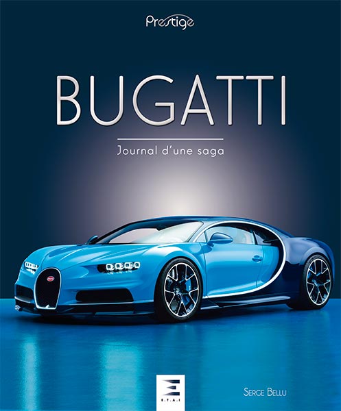 Bugatti, journal d'une saga Capa de livro azul com imagem de carro Bugatti azul e texto