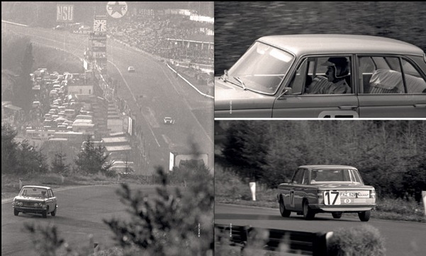 Francorchamps formule Ickx Colagem preto e branco de carro de corrida clássico número 17 em várias pistas
