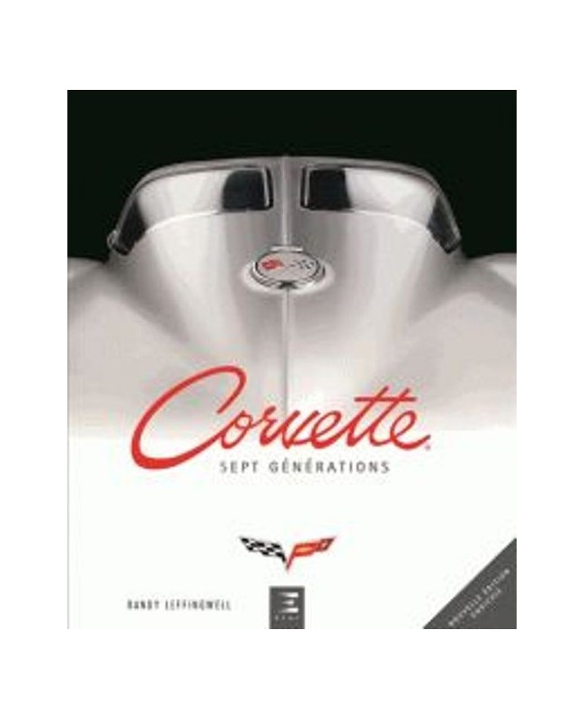 Corvette: Sept Generations Livro sobre o carro Corvette com texto e imagem do carro prata