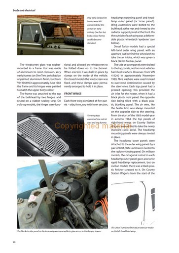 Land Rover 110 & 90 Specification Guide 1983-90 Página de revista com imagens e texto sobre jipe militar Diesel Turbo