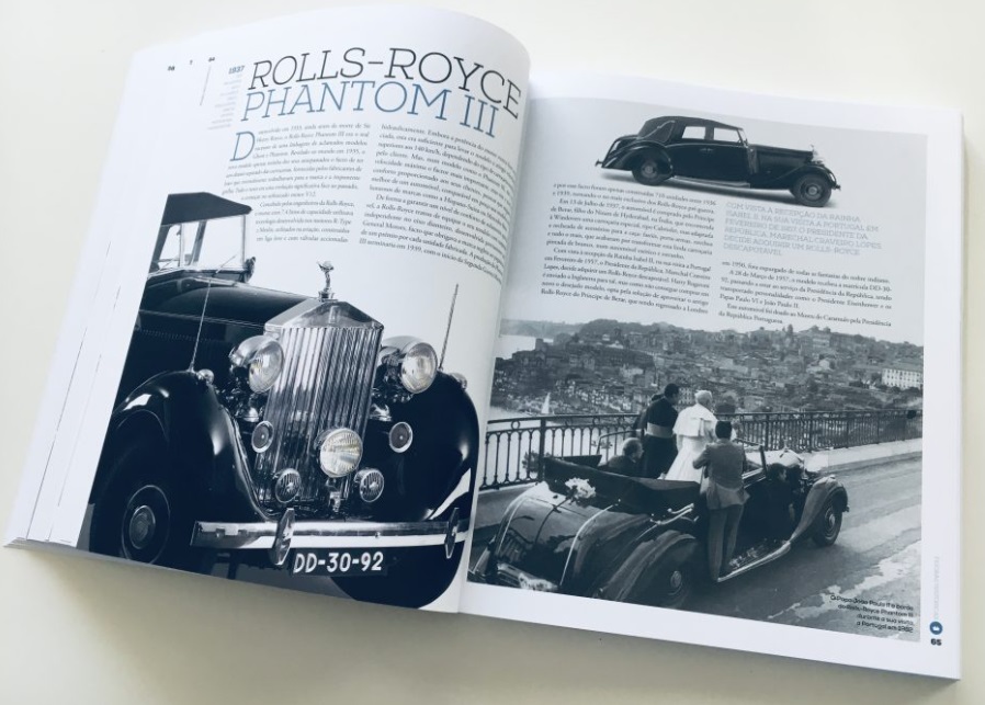 Museu do Caramulo - Colecção de Automoveis, Motos Livro aberto com fotografias e texto sobre Rolls-Royce Phantom III