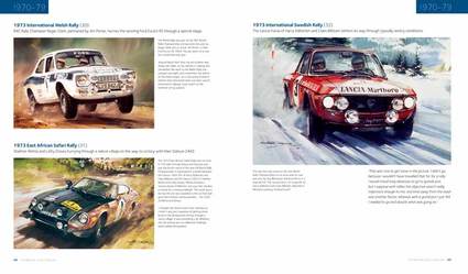 Michael Turner Collection Livro aberto mostrando fotos de carros de rally e texto sobre eventos de 1973