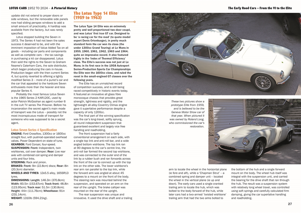 Lotus Cars 1952 to 2024: A pictorial History Carro clássico Lotus Type 14 Elite protótipo de 1959 cor bege