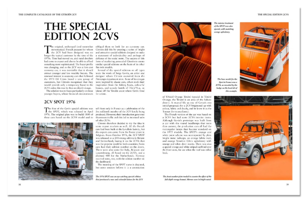 Complete Catalogue Citroen 2CV, all variants Inc. Ami, Dyane & Mehari Páginas de revista com imagens e texto sobre Citroën 2CV clássico