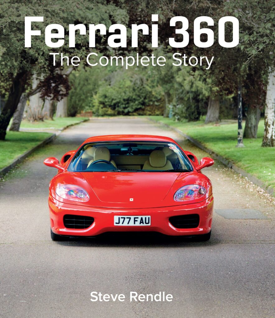 Ferrari 360: The complete story Capa de livro com carro Ferrari 360 vermelho e texto do título e autor