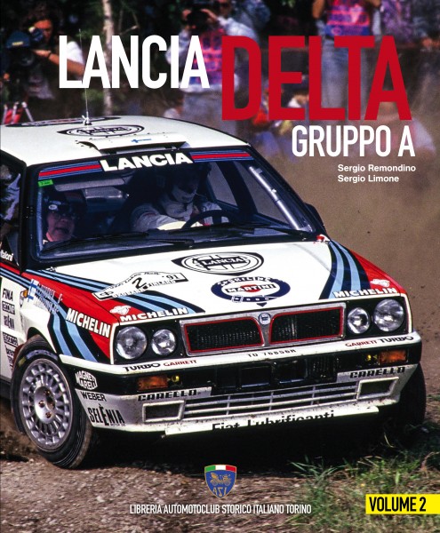 Lancia Delta Group A - Vol. 2 Capa de livro com carro de rali Lancia Delta Grupo A em ação