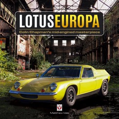 Lotus Europa - Colin Chapman´s mid-engined masterpiece Livro 'Lotus Europa' com imagem de carro desportivo amarelo